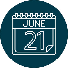 June Vector Line Circle Icon