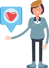 Girl Student Character and Heart Message
