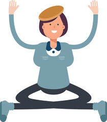 Girl Student Character Sitting Illustration
