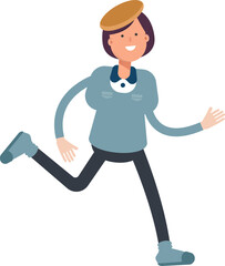 Girl Student Character Running

