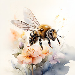 Watercolor bee, generaitve ai