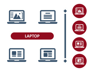 Laptop Icons. Computer, Website, Photo Editing, Webpage, Online, Internet Icon