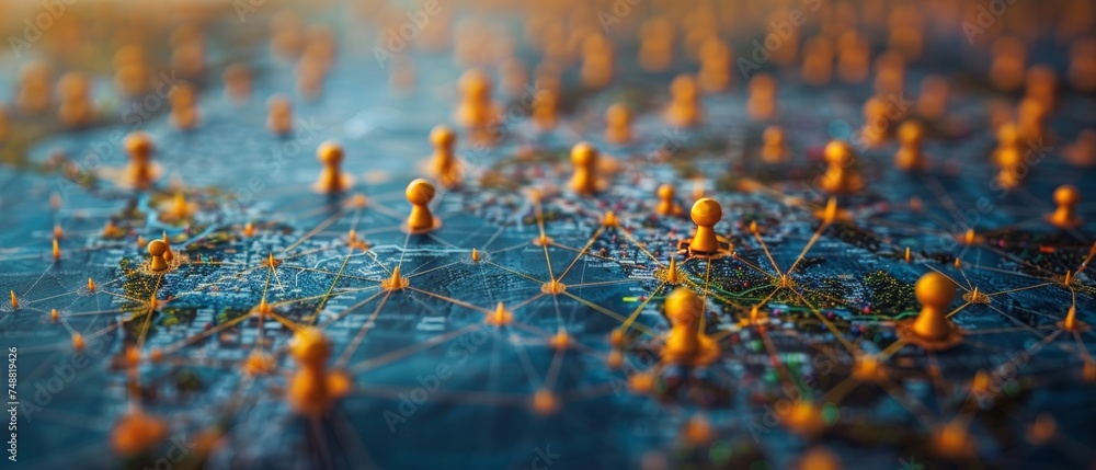 Leinwandbilder a global business structure of networking. analysis and data exchange, customer connection, hr recru
