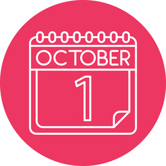 October Vector Line Circle Icon