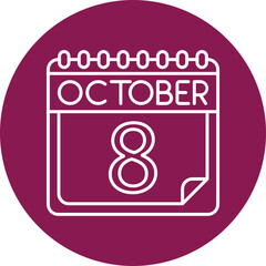 October Vector Line Circle Icon