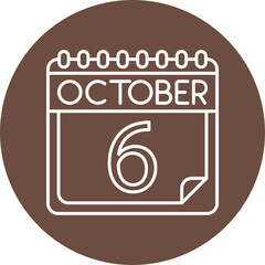 October Vector Line Circle Icon