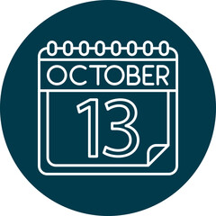 October Vector Line Circle Icon