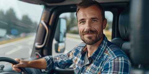driver driving a truck Generative AI - obrazy, fototapety, plakaty