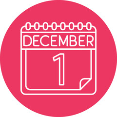 December Vector Line Circle Icon