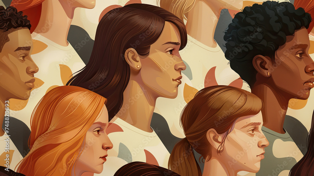 Poster a diverse group of individuals standing side by side. they are gathered closely, displaying unity an