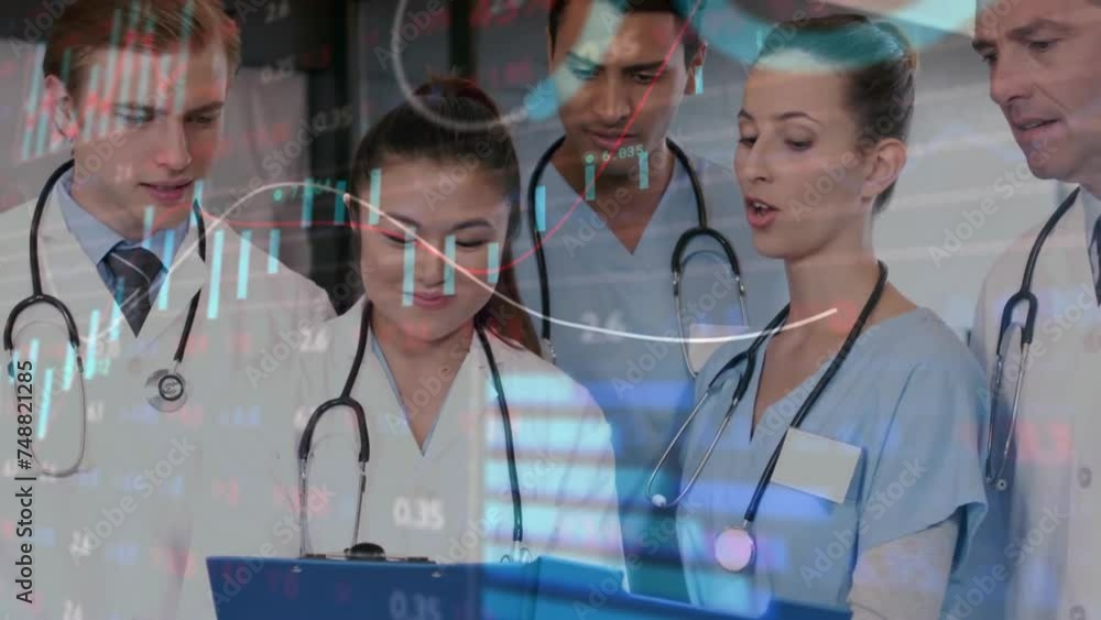 Poster animation of data processing over diverse doctors