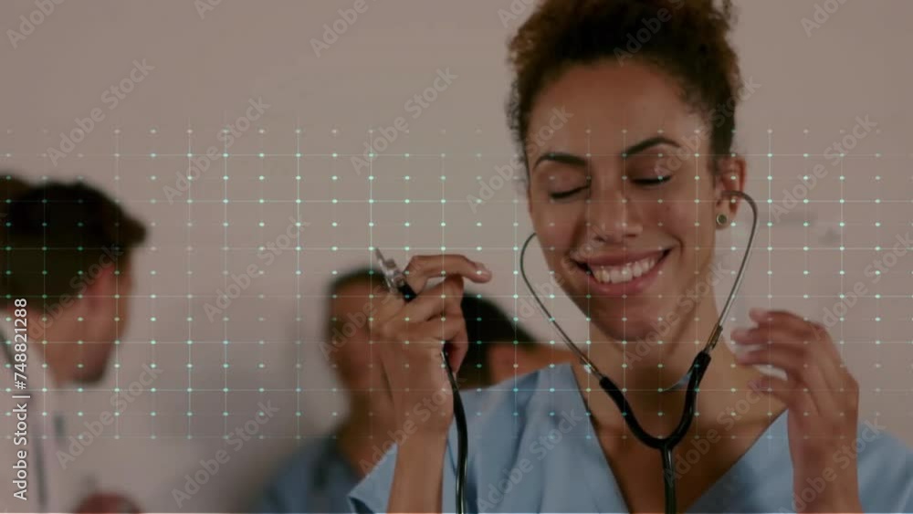 Poster animation of data processing over diverse doctors
