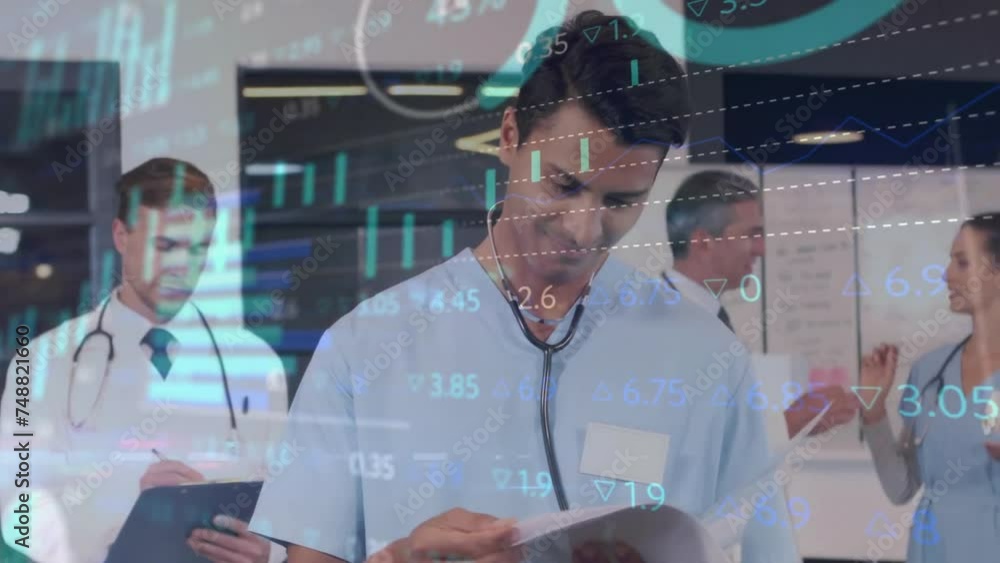 Poster animation of data processing over diverse doctors