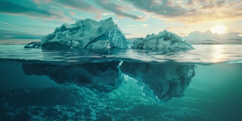 Iceberg underwater and above water Generative AI - obrazy, fototapety, plakaty