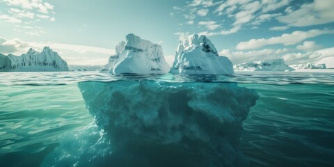 Iceberg underwater and above water Generative AI - obrazy, fototapety, plakaty