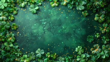 Fototapeta na wymiar Top view photo of st patrick's day decorations green shamrocks and clover shaped confetti on isolated pastel green background