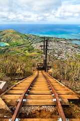 Koko Crater railway trail in Oahu - Hawaii, United States - 748821886