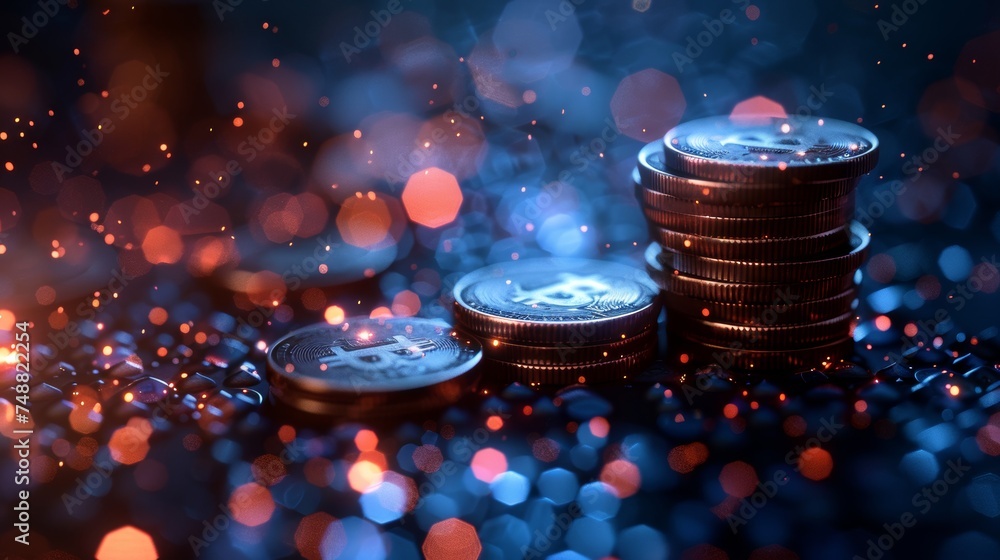 Leinwandbilder isolated illustration of an abstract coins pile with falling coins. saving money concept. low poly s