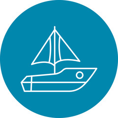 Yachting Vector Line Circle Icon