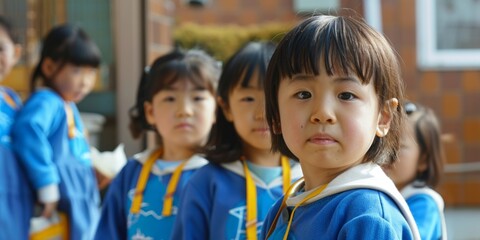 Asian children go to school Generative AI