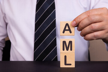 Man made word AML with wood blocks