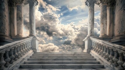 heaven in the clouds, a heavenly scene where soft, billowing clouds create a celestial backdrop,...
