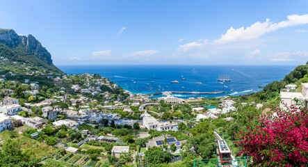 Landscape with Marina Grande in Capri Island,Tyrrhenian sea, Italy