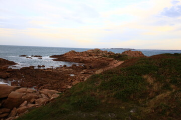 Obraz premium Côte de granite rose is a stretch of coastline in the Côtes d'Armor departement of northern Brittany, France