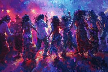 people dancing in the nightclub - obrazy, fototapety, plakaty