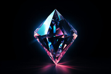 a diamond, beautiful, neon, dark background