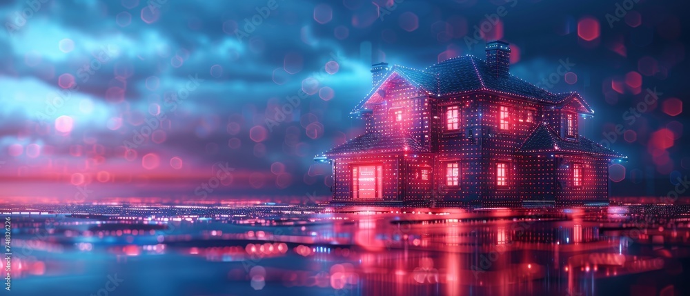 Fototapete digital control system of smart house. iot and cloud computing technology. smart home technology con