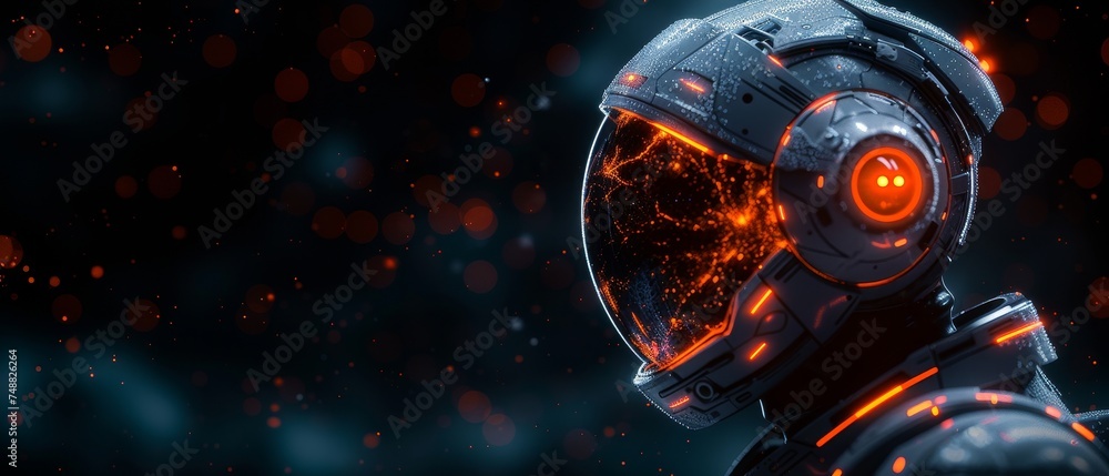 Leinwandbilder An AI trader robot running on chart of growth stock market data. A woman robot trader assistant on the forex market. Automated trading system. AI technology that analyzes investment fund data.