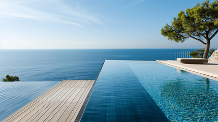 Piscine au bord de la méditerranée pour des vacances de luxe