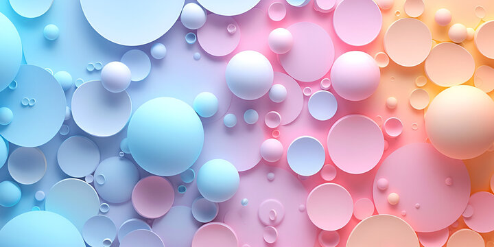 3D small bubble spheres in gradient pastel colorful wallpaper.AI Generative