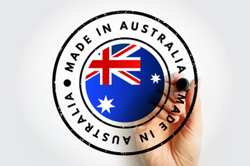 Made in Australia text emblem badge, concept background