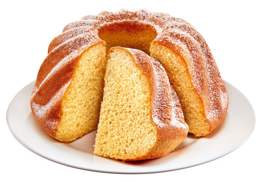 bolo de baunilha coberto com a&ccedil;&uacute;car de confeiteiro isolado em fundo transparente