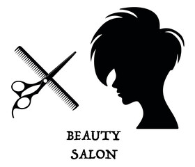 Vector Logo for beauty salon with woman silhouette