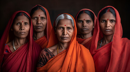 The group of Indian woman show empowered women, can be defined to promoting women's sense of self-worth, their ability to determine their own choices