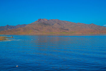 Calm Waters and Rugged Peaks of Lake Urmia, West Azerbaijan, Iran