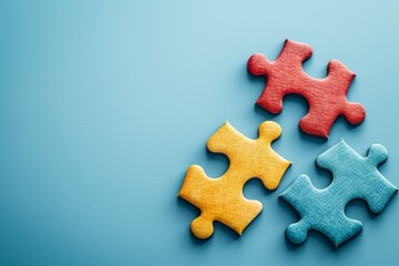 Colorful Puzzle Pieces on Blue Background