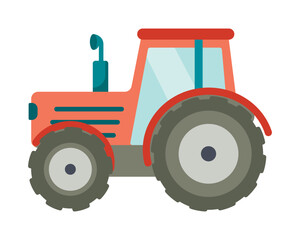 Tractor isolated on white background. Agricultural transport for farm in flat style.