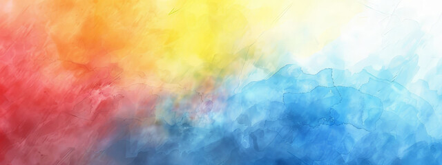A colorful painting of a sky with blue, red, and yellow colors