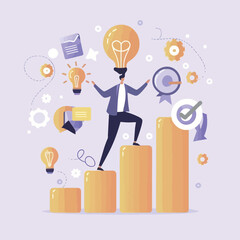 Obraz premium 2d vector illustration colorful business , Achieving the goal among many goals with the best proposal and the best results