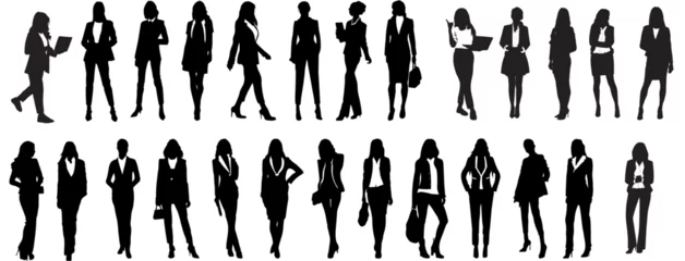 Fotobehang illustration of a set of silhouettes businesswomen © bhupen