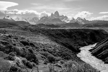 patagonia in black and white: fitz roy mountain range