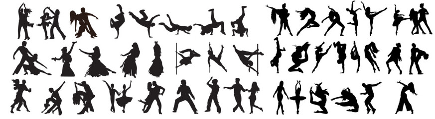 set of silhouettes of dancers