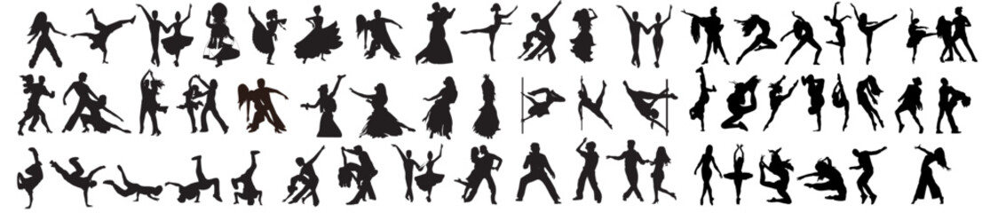 silhouettes set of dancers