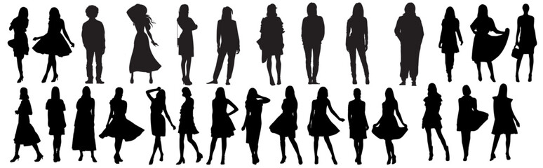 silhouette of a person different fashion - obrazy, fototapety, plakaty