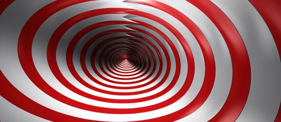Red spiral tunnel, hypnosis, isolated on white background.