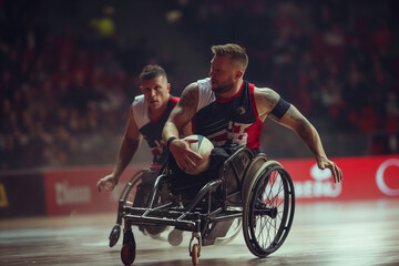 Wheelchair Rugby Players in a Dynamic Indoor Game